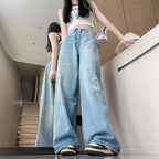 Damen Weite Bootcut-Jeans mit modischem Destroyed-Effekt R&B
