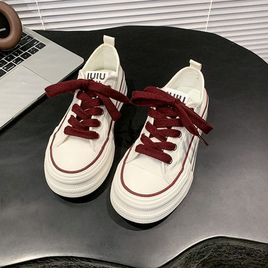Damen Canvas Sneakers mit kontrastierenden Details und bequemen Schnürsenkeln R&B