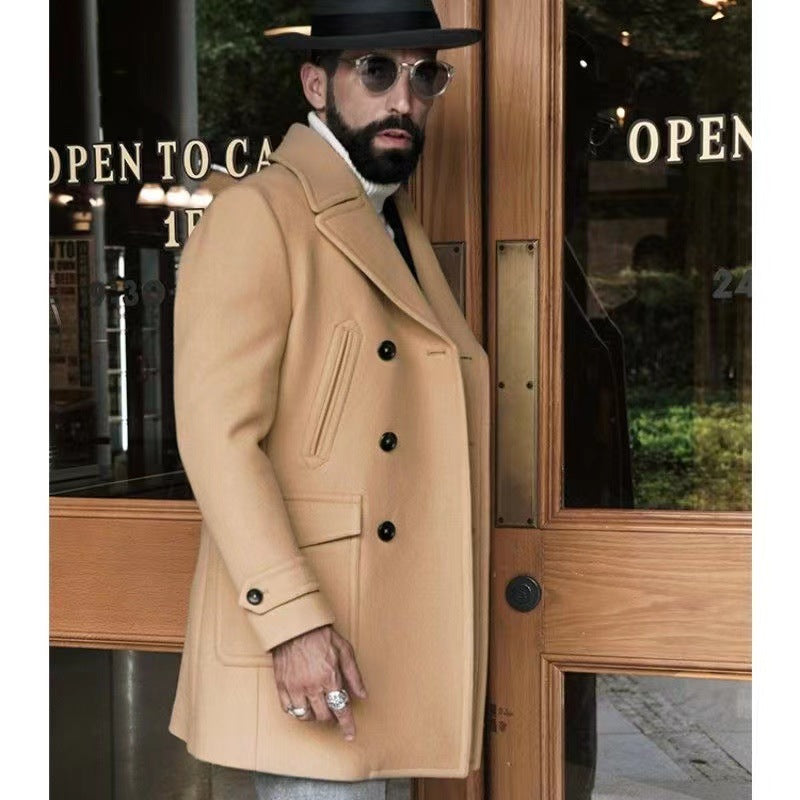 Herren modischer Doppeltbreasted Mantel mit praktischen Taschen R&B