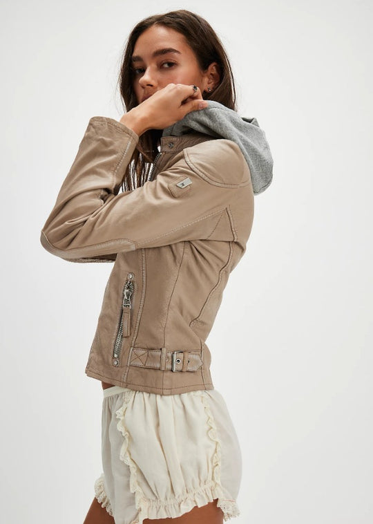 Damen stylische jacke mit abnehmbarer Kapuze R&B