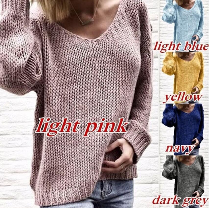 Damen Grober V-Pullover mit lässigem Schnitt und strukturiertem GewR&Be R&B