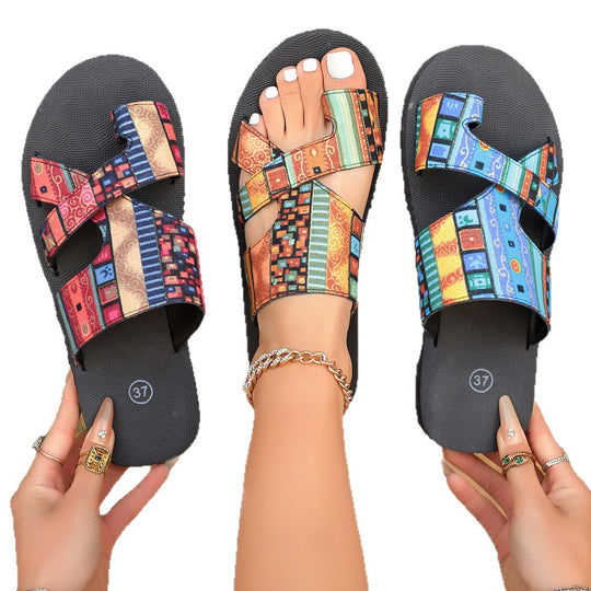 Damen Komfortable Freizeitsandalen mit dekorativem Muster R&B