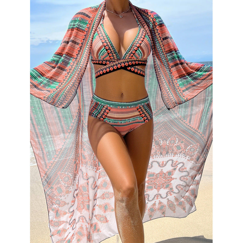 Damen Bikini-Set mit hoch geschnittenem Slip und verstellbarem Oberteil R&B