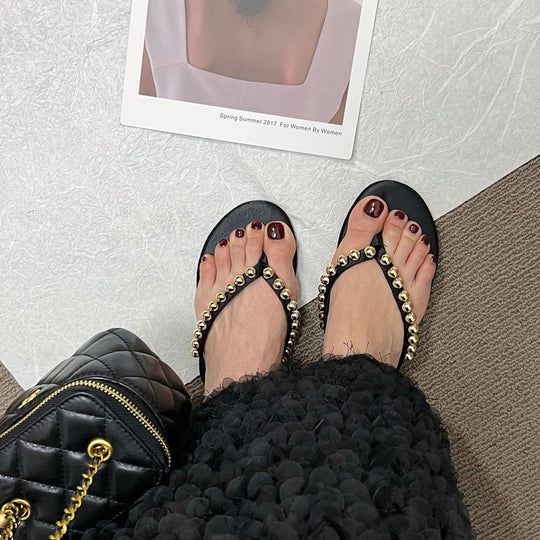 Damen Zehentrenner-Sandalen mit dekorativem Kettendetail R&B