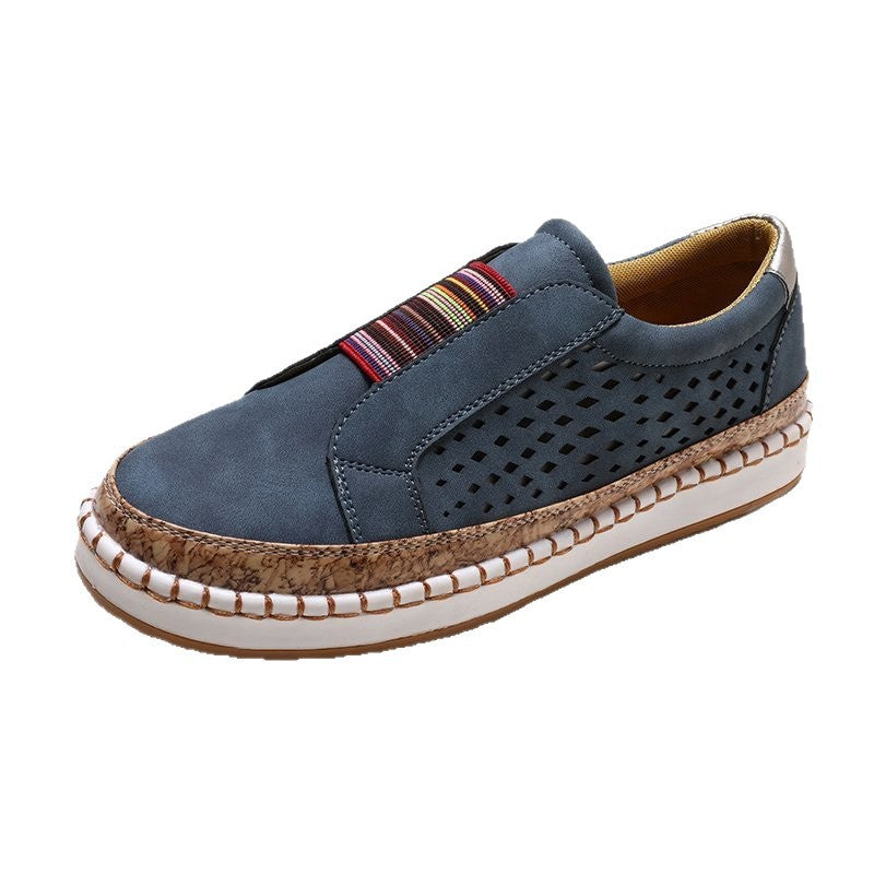 Damen modische Slip-On Sneakers mit luftiger Netzstruktur und dekorativen Streifen R&B