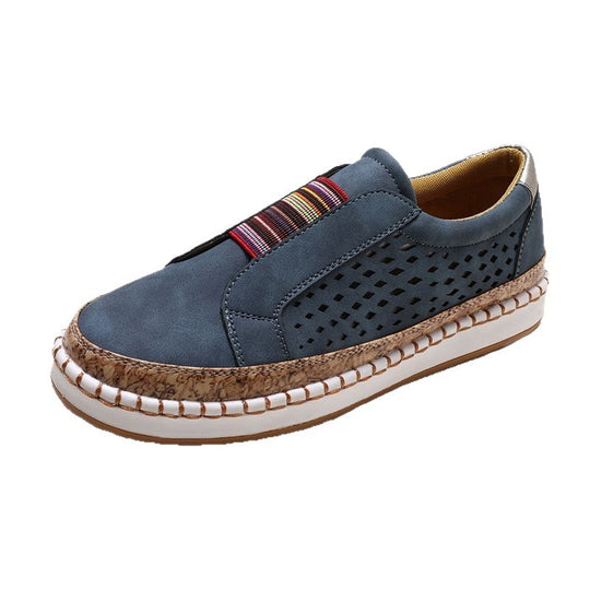 Damen modische Slip-On Sneakers mit luftiger Netzstruktur und dekorativen Streifen R&B