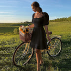 Damen Sommerkleid mit eleganten Puffärmeln und A-Linien-Silhouette R&B
