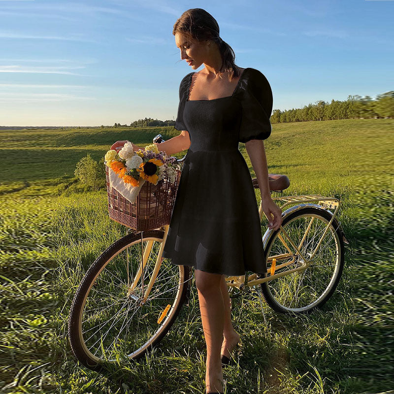 Damen Sommerkleid mit eleganten Puffärmeln und A-Linien-Silhouette R&B