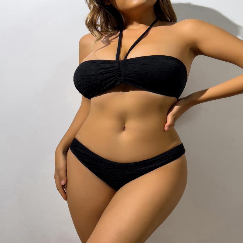Damen Bandeau-Bikini mit elastischen Trägern und raffiniertem Wickeldetail R&B