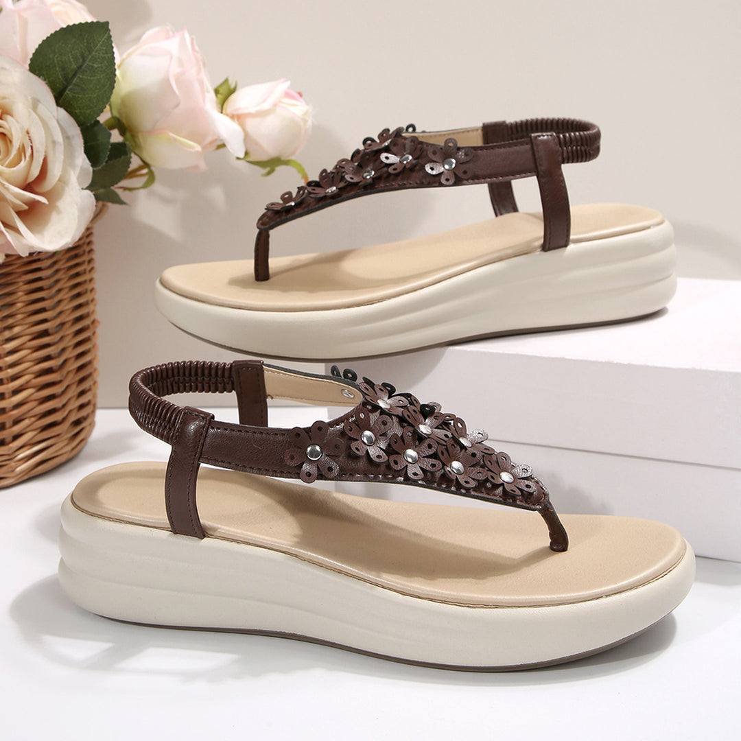 Damen Sandalen mit floralem Dekor und komfortablem Wedge-Design R&B