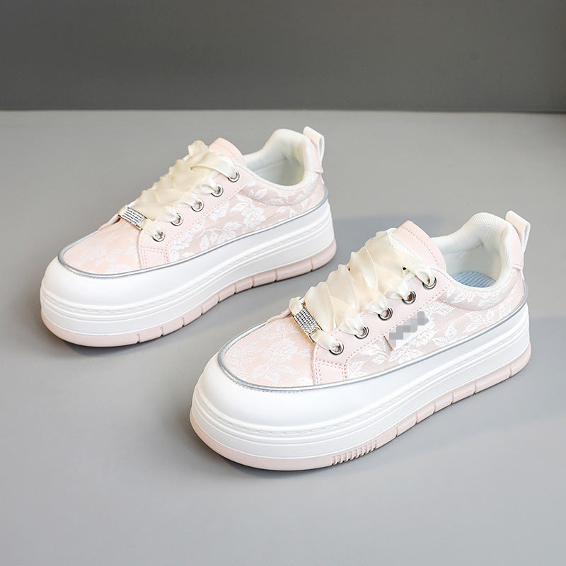 Damen Modische Sneaker mit floralem Design und erhöhtem Plateau R&B