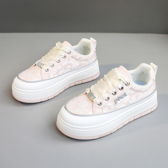 Damen Modische Sneaker mit floralem Design und erhöhtem Plateau R&B