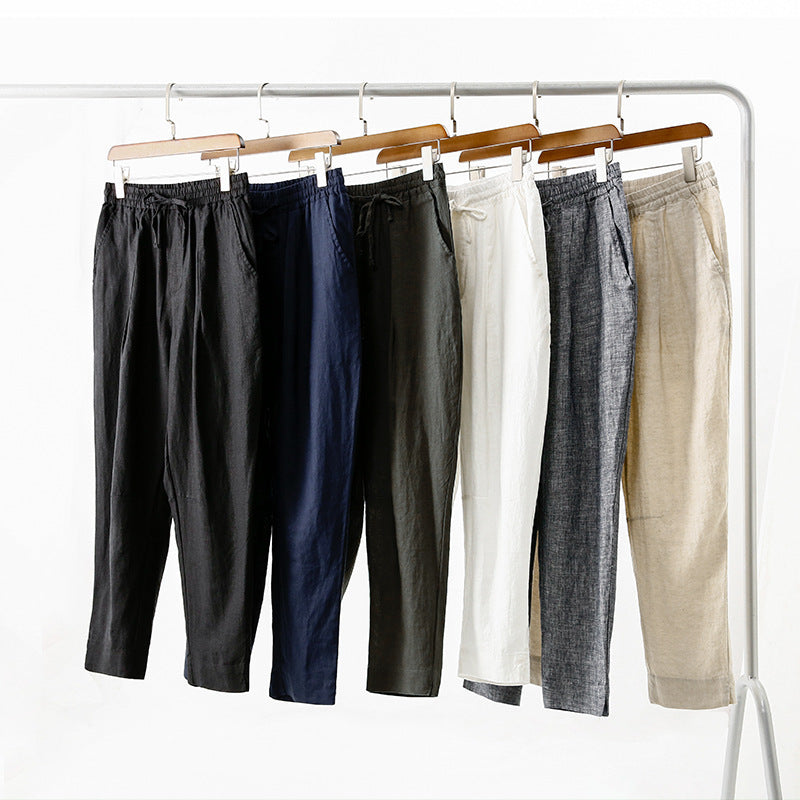 Damen lässige Leinenhose mit elastischem Bund und praktischen Seitentaschen R&B
