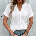 Damen Bluse mit Lochmuster und V-Ausschnitt R&B