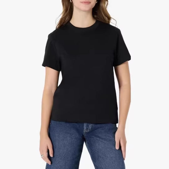 Damen lässiges Kurzarm-T-Shirt aus hochwertiger Baumwolle mit Rundhalsausschnitt R&B