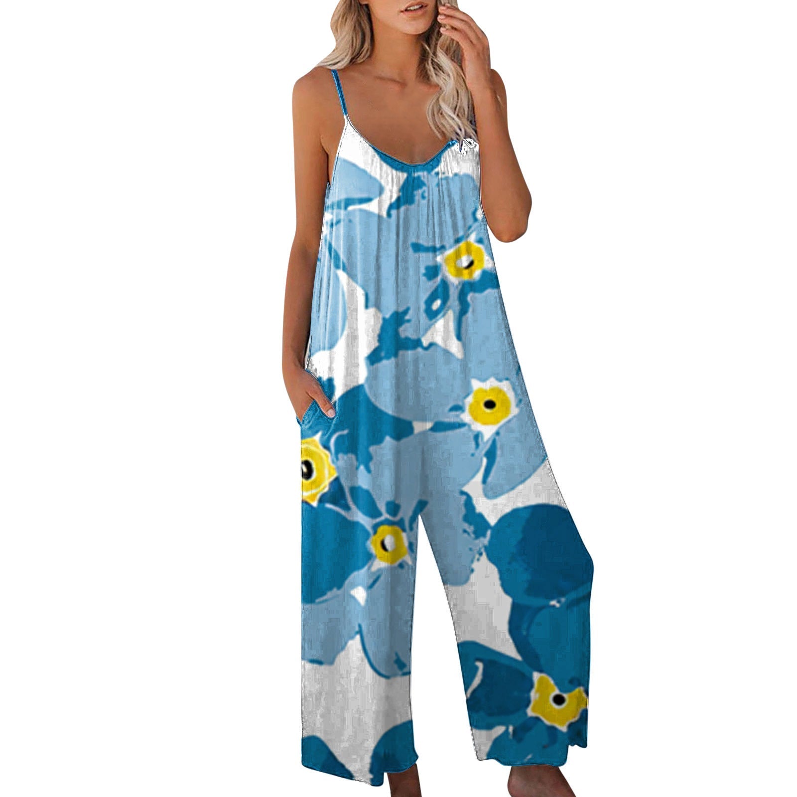 Damen Sommerlicher Overall mit floralem Design und praktischen Taschen R&B
