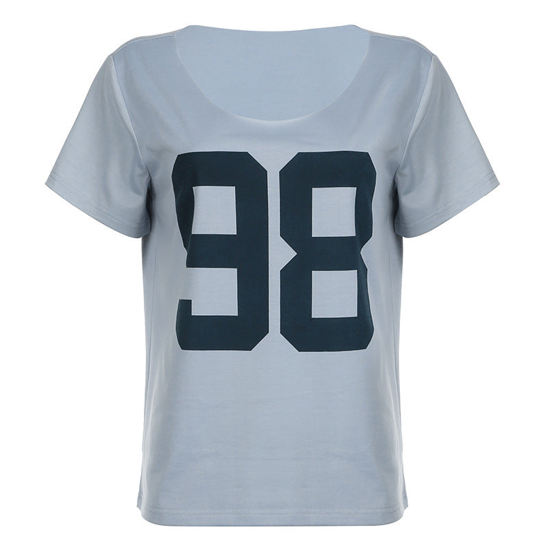 Damen Sportliches V-Ausschnitt T-Shirt mit angesagtem Print R&B
