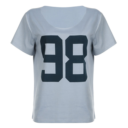 Damen Sportliches V-Ausschnitt T-Shirt mit angesagtem Print R&B