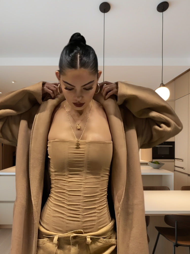 Damen Figurnahes Top mit Raffungen und Trägerdesign