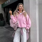 Damen Kuscheliger Fleece-Pullover mit kurzem Reißverschluss R&B