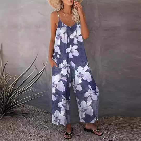 Damen Jumpsuit mit weitem Bein und modischem Muster R&B