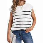 Damen lässiges Stricktop mit modischem Streifenmuster
