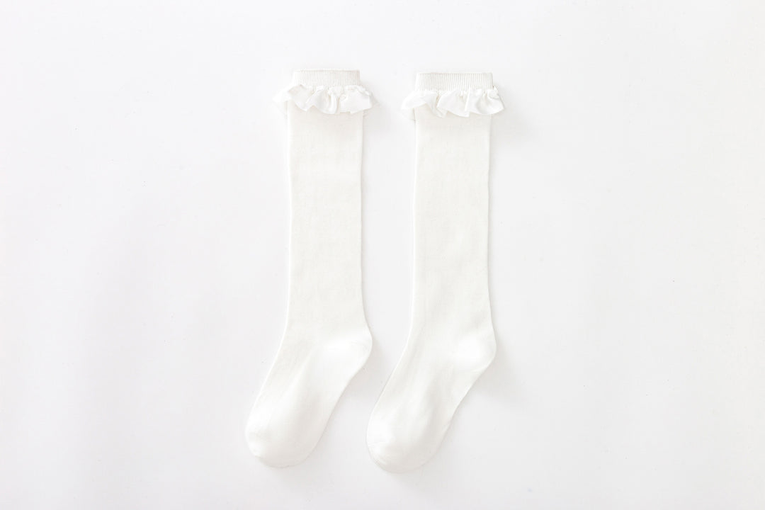 Damen Elegante Kniestrümpfe mit Rüschenabschluss R&B