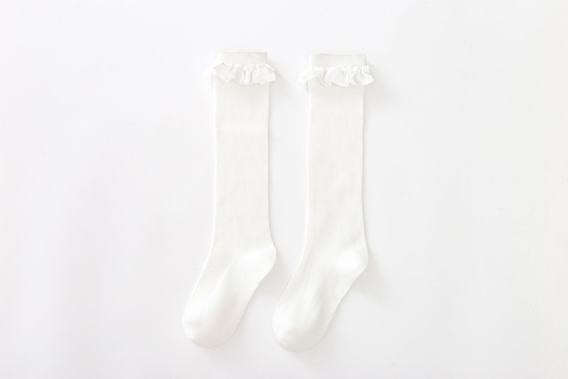 Damen Elegante Kniestrümpfe mit Rüschenabschluss