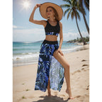 Damen Strandkleid mit modischem Hochschnitt und funktionalem Wickel-Design R&B