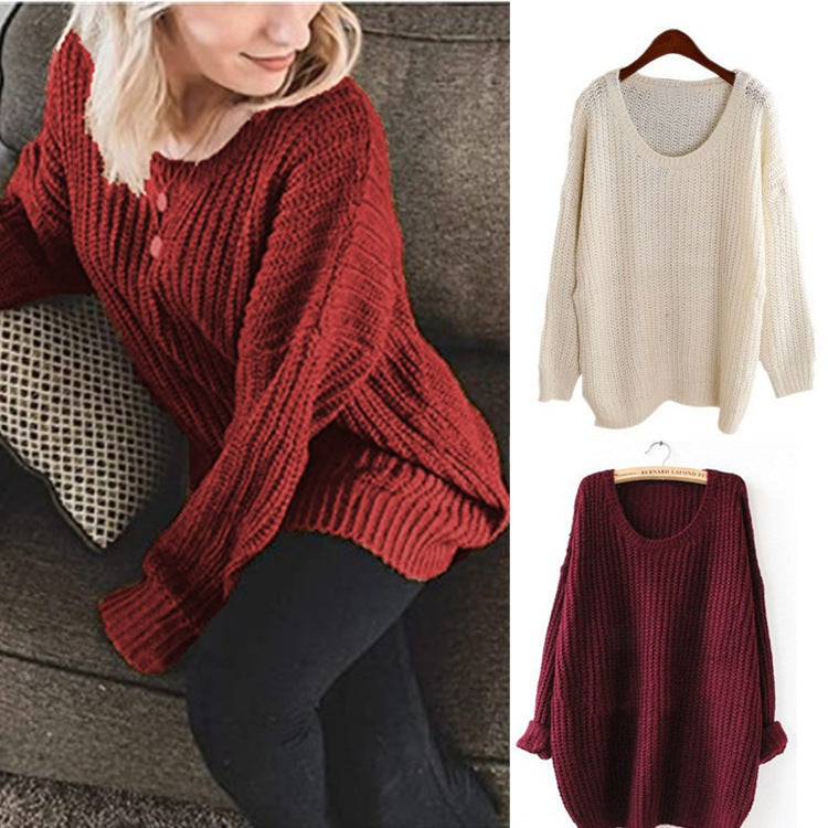 Damen Großer Strickpullover mit weit geschnittenen Ärmeln und lockerer Passform R&B