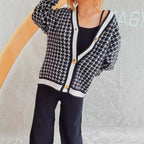 Damen oversized Strickjacke im klassischen Hahnentrittmuster R&B