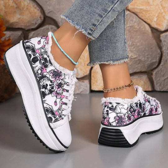 Damen Plattform-Sneaker mit floralem Design und hoher Sohle R&B