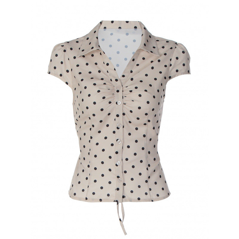 Damen Polka-Dot Bluse mit taillierter Passform und Rüschendetail R&B