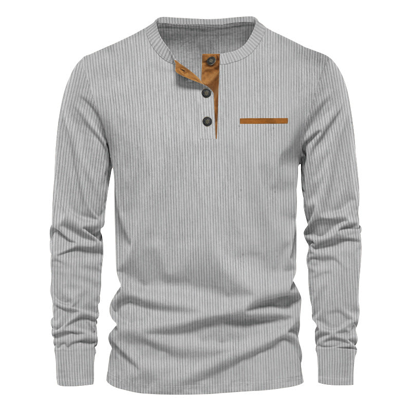 Herren strukturiertes Langarmshirt mit modischem Henley-Kragen