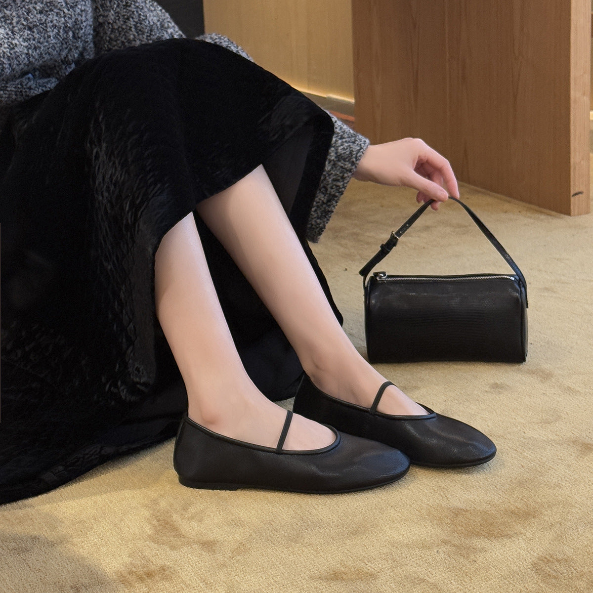 Damen Ballerinas mit elastischem Riemen für optimalen Halt R&B