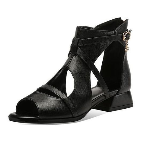 Damen Open-Toe Schnürsandalen mit angedeutetem Absatz und verstellbarem Riemen R&B