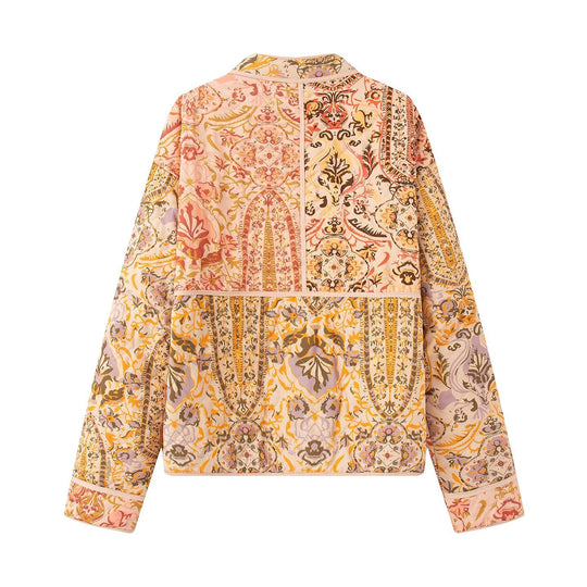 Damen gesteppte Übergangsjacke mit floralem Muster und praktischen Taschen R&B
