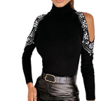 Damen Elegantes Oberteil mit freiem Schulterdesign und Spitzendetails R&B