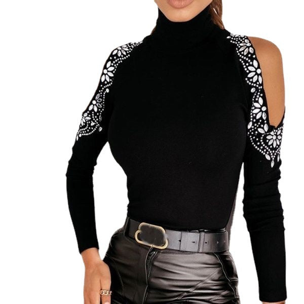 Damen Elegantes Oberteil mit freiem Schulterdesign und Spitzendetails R&B