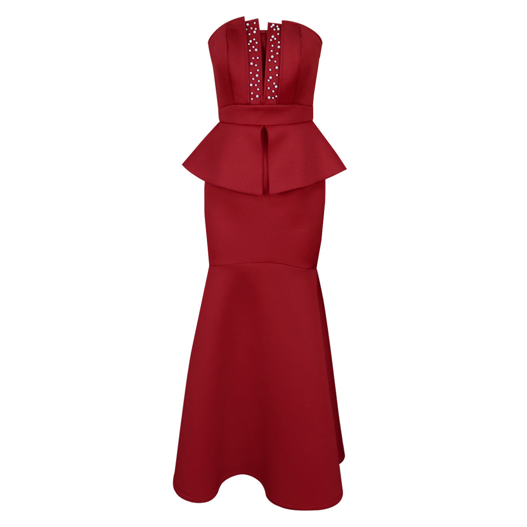 Damen Abendkleid mit schimmernden Details und voluminösem Peplum R&B