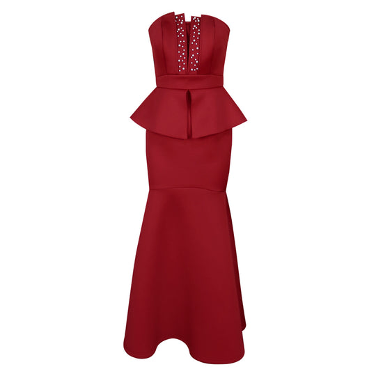 Damen Abendkleid mit schimmernden Details und voluminösem Peplum R&B
