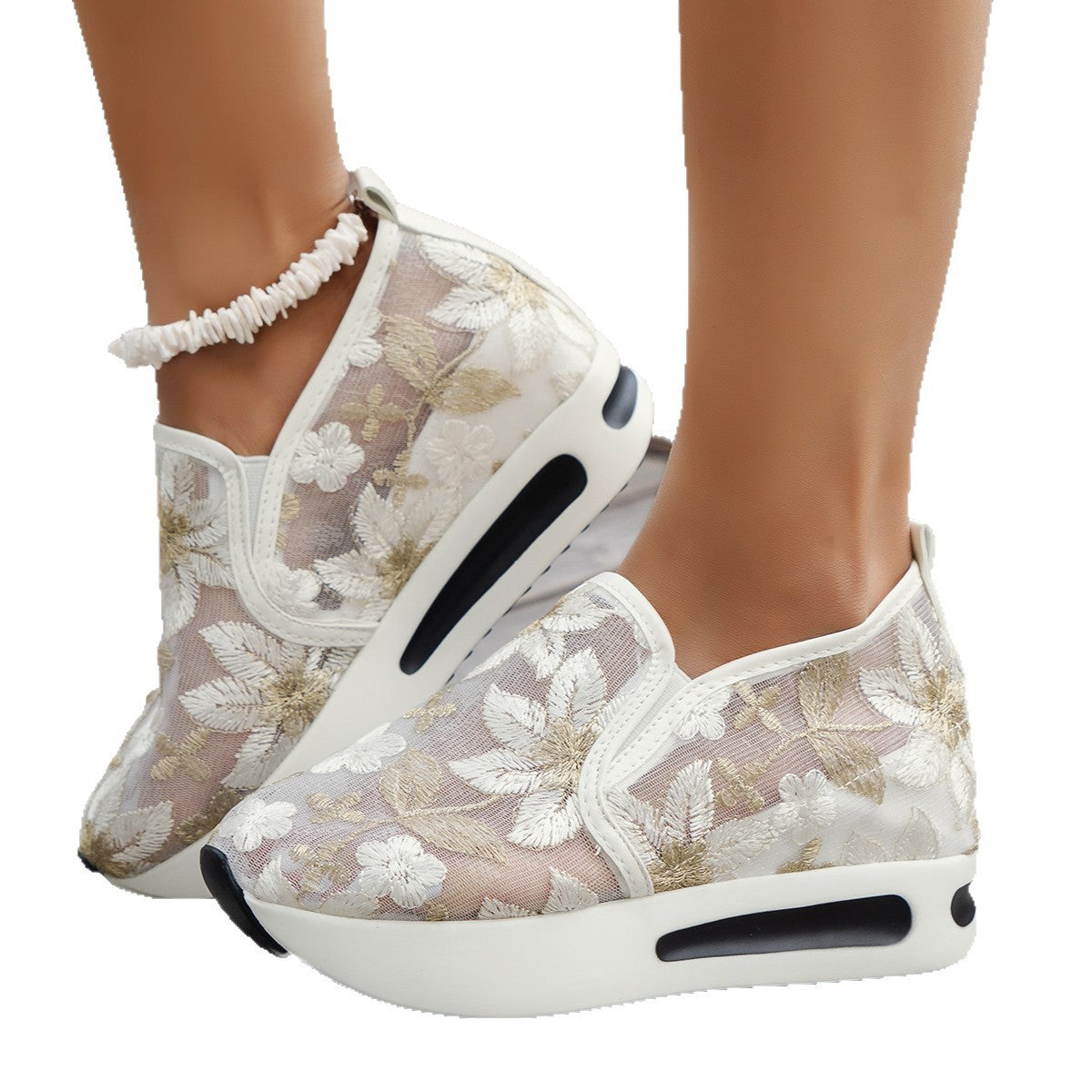 Damen Leichte Slip-On Sneaker mit einzigartigem Blumendesign R&B