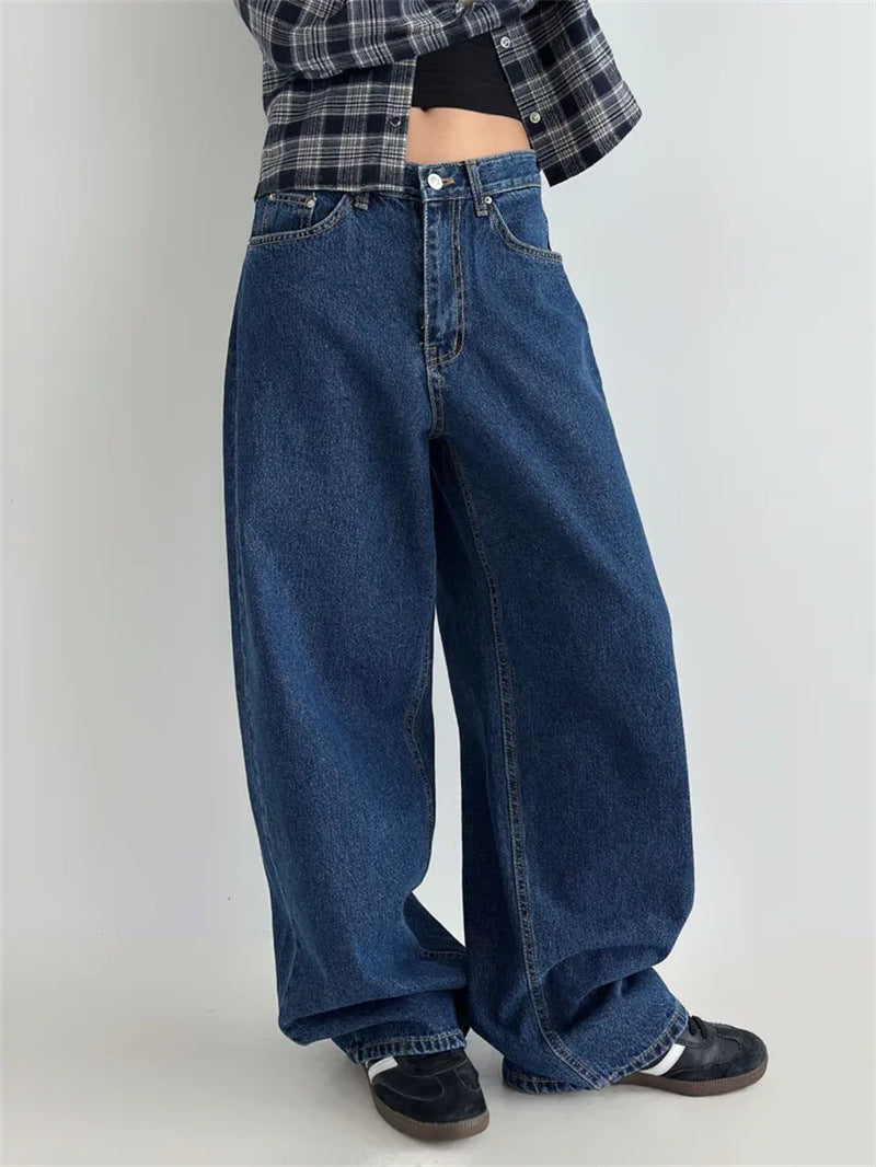 Damen Hochtaillierte Baggy-Jeans R&B