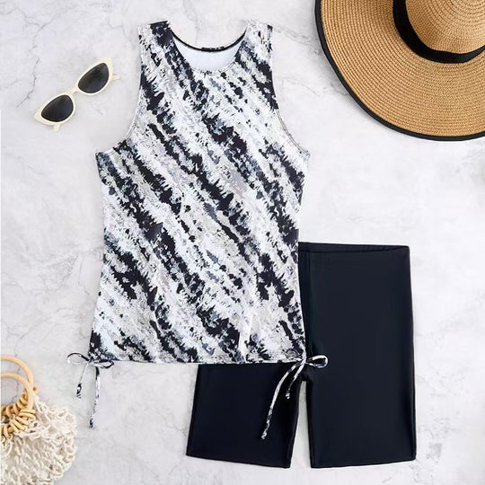 Damen Bademode-Set mit modischem Tanktop und hochtaillierten Shorts R&B
