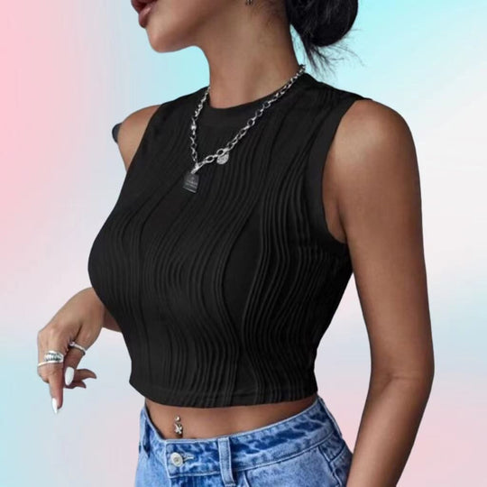 Damen Figurbetontes Crop-Top mit strukturiertem Design R&B