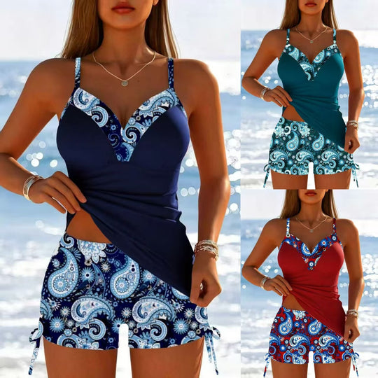 Damen Funktions-Badeanzug mit hohem Schnitt und dekorativen Paisleymustern R&B