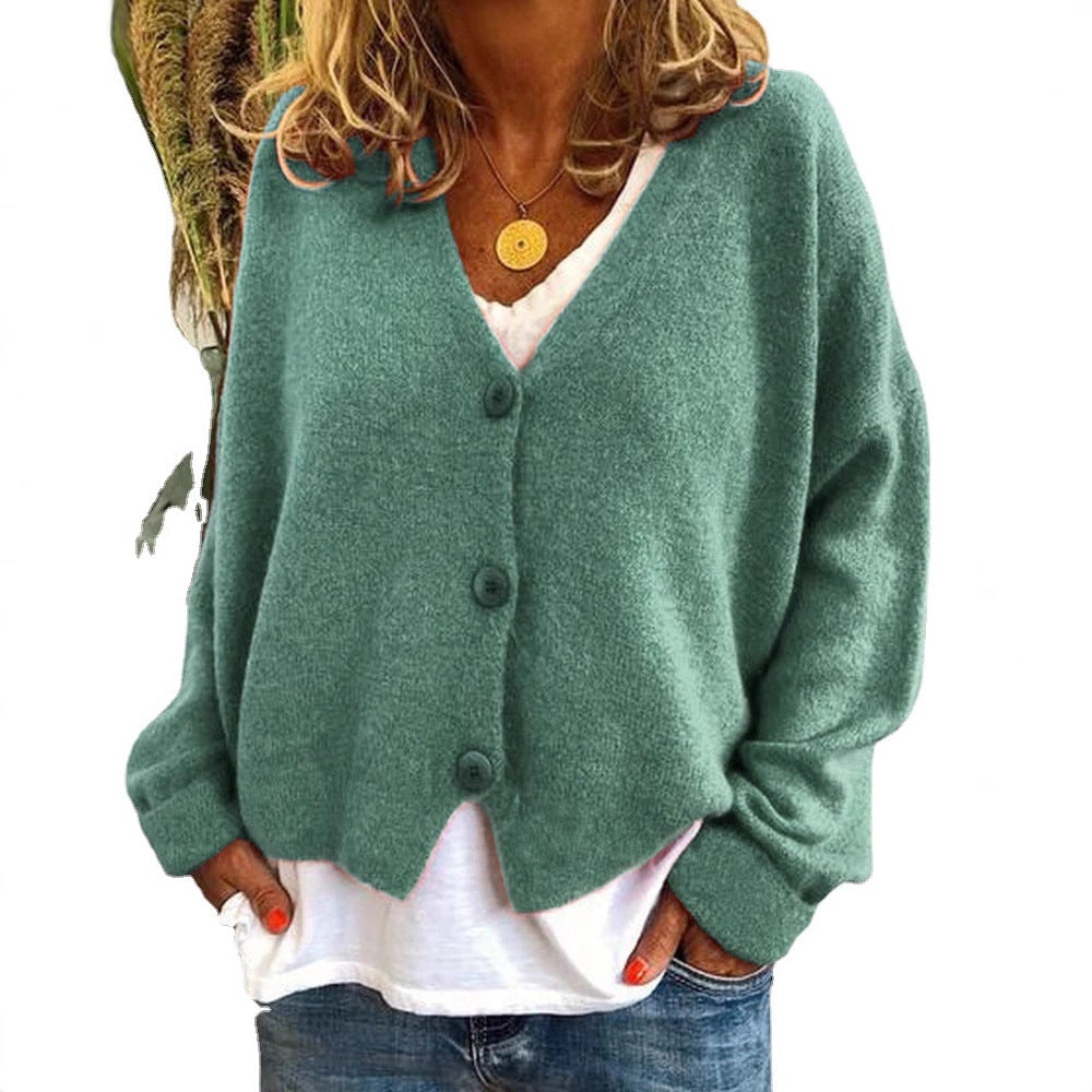 Damen kuschelige Strickjacke mit Knöpfen und modernem Schnitt R&B