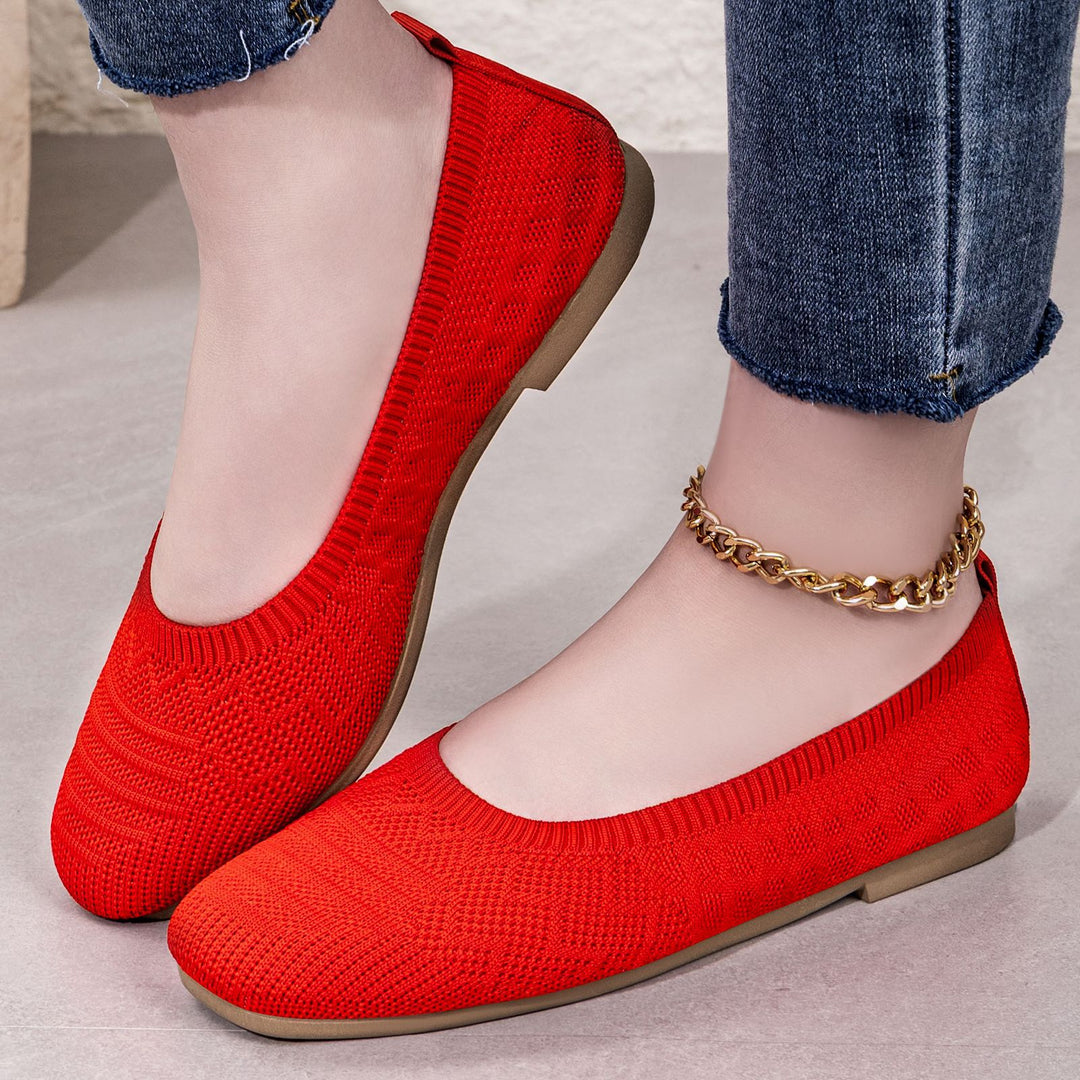 Damen Strick-Ballerinas mit elastischem Einstieg R&B