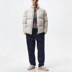 Damen gesteppte Winterjacke mit hochschließendem Kragen und praktischen Taschen Hedi-Mode