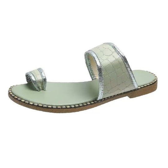 Damen elegante Slide-Sandalen mit luxuriösen goldenen Akzenten R&B